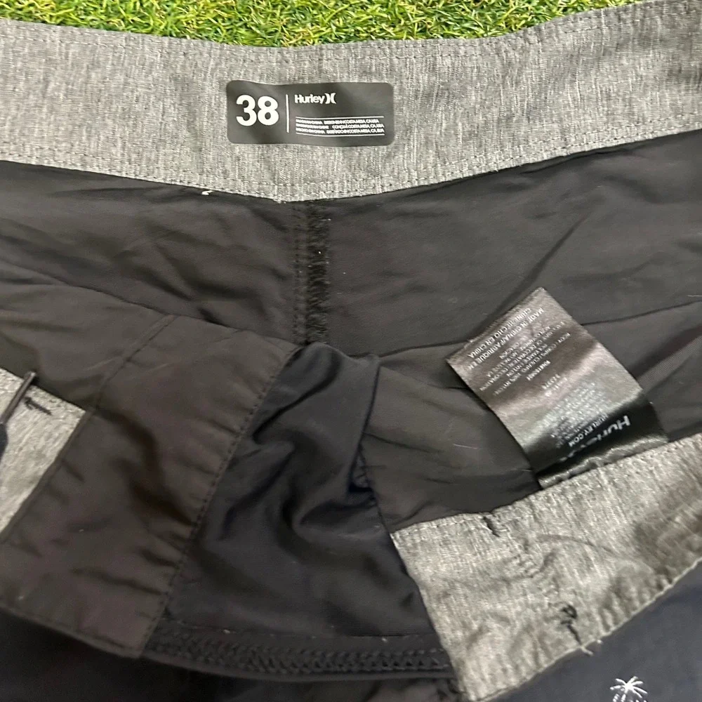 Hurley Phantom Board Shorts Mens 38 Black Charcoal Tropical Anchor Print Swim